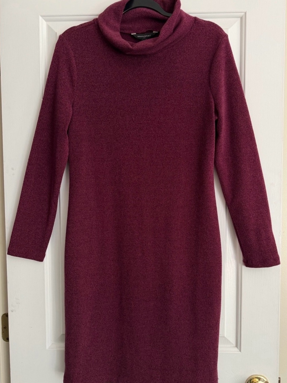 Banana Republic Rich Burgundy / Plum color Cowl Neck Sweater Dress Med Petite - Picture 7 of 9